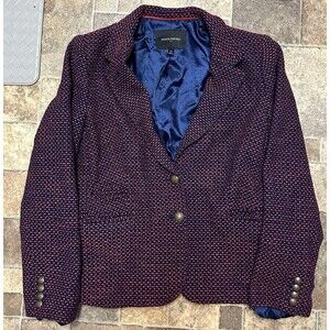 Banana Republic Suit Jacket Wmns Sz 10 Red Navy Timeless ChicFitted Blazer-EUC